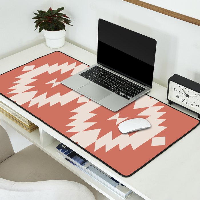 Southwestern Minimalism - Bright Coral Red Desk Mat Gallery Image 2