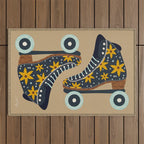 Retro Roller Skates - Teal & Yellow Palette Outdoor Rug Gallery Image 1