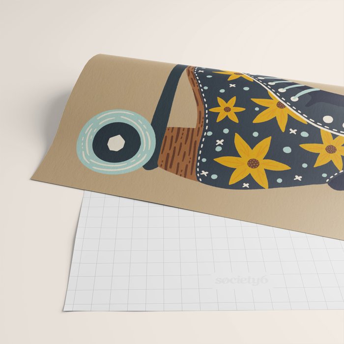 Retro Roller Skates - Teal & Yellow Palette Wrapping Paper Gallery Image 2