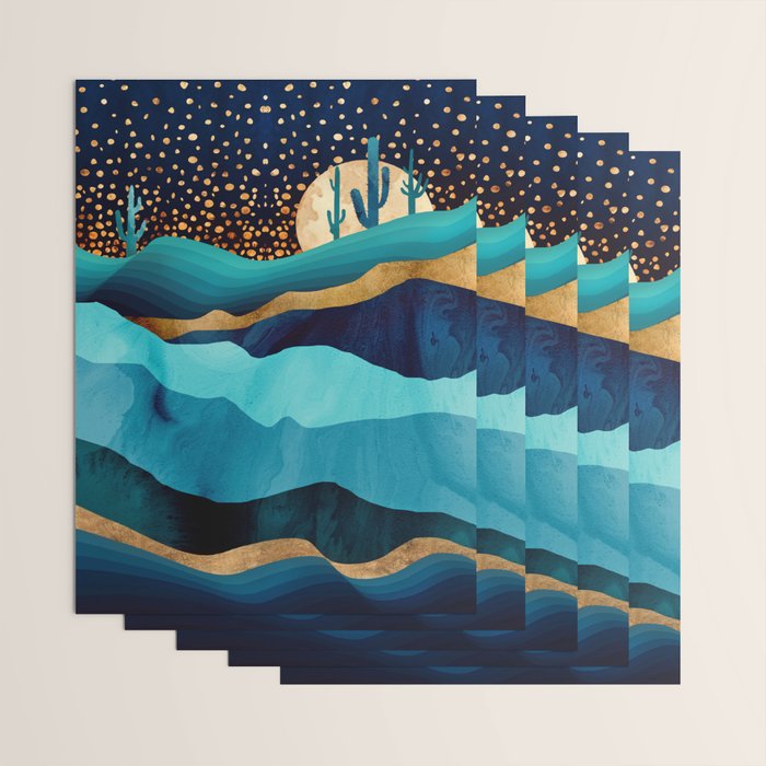 Indigo Desert Night Wrapping Paper Gallery Image 3