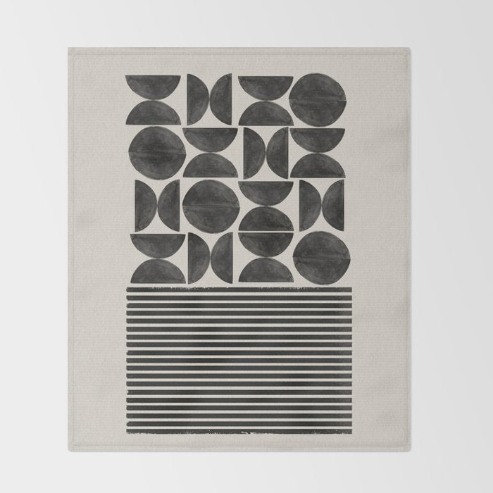 Woodblock Art, Warm Tone Throw Blanket Gallery Image 2