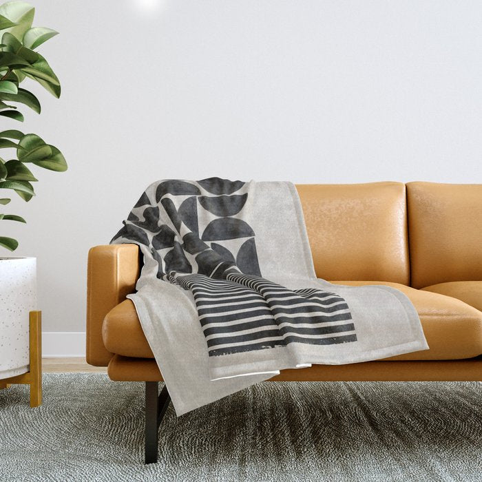 Woodblock Art, Warm Tone Throw Blanket Gallery Image 1