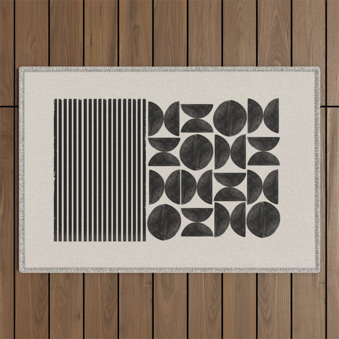 Woodblock Art, Warm Tone Outdoor Rug Gallery Image 1