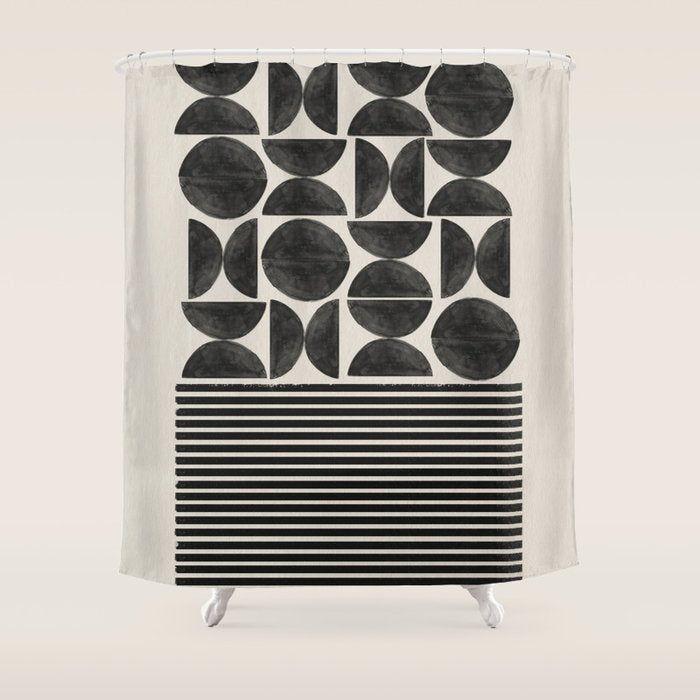 Woodblock Art, Warm Tone Shower Curtain Gallery Image 1