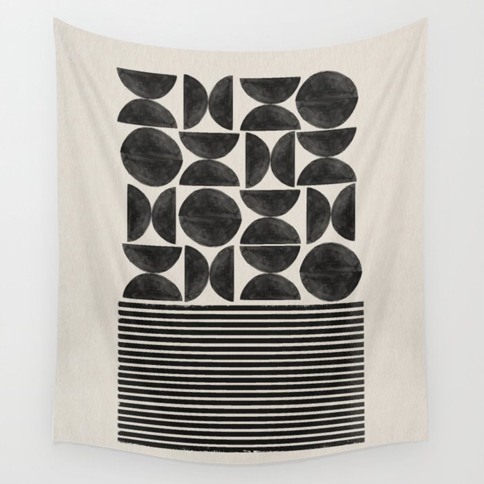 Woodblock Art, Warm Tone Wall Tapestry Gallery Image 1
