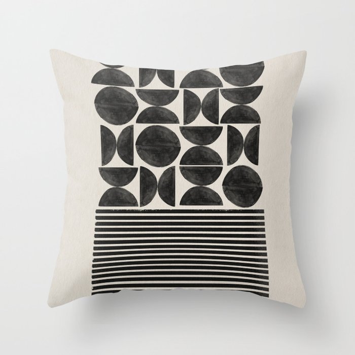 Woodblock Art, Warm Tone Throw Pillow Gallery Image 1