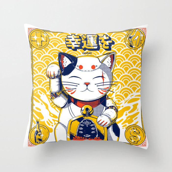 Mecha Manekineko Throw Pillow Gallery Image 6