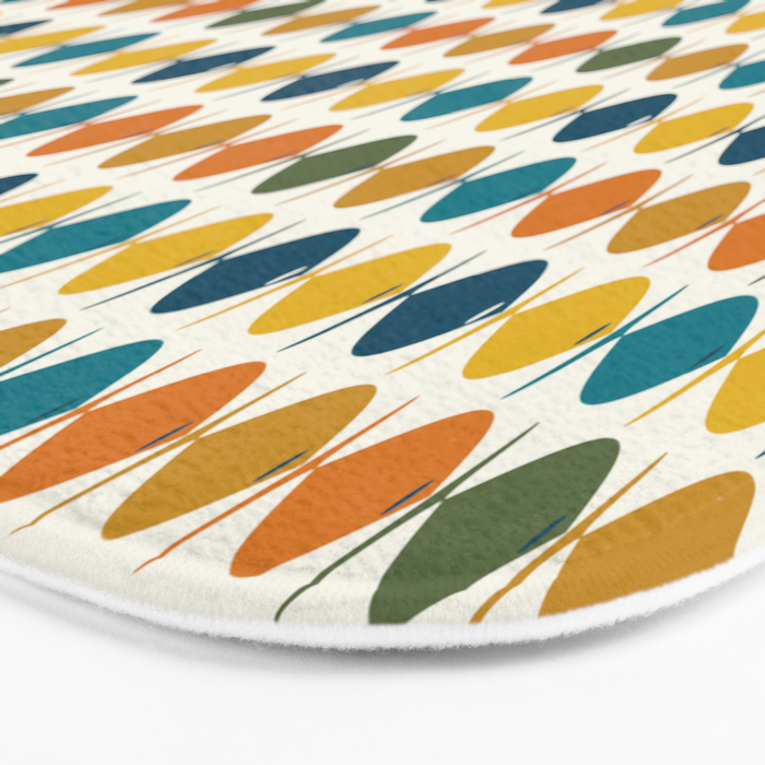 Mid Century Modern Multicolor Retro Fish Pattern Bath Mat Gallery Image 3