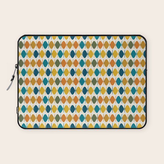 Mid Century Modern Multicolor Retro Fish Pattern Laptop Sleeve Gallery Image 1