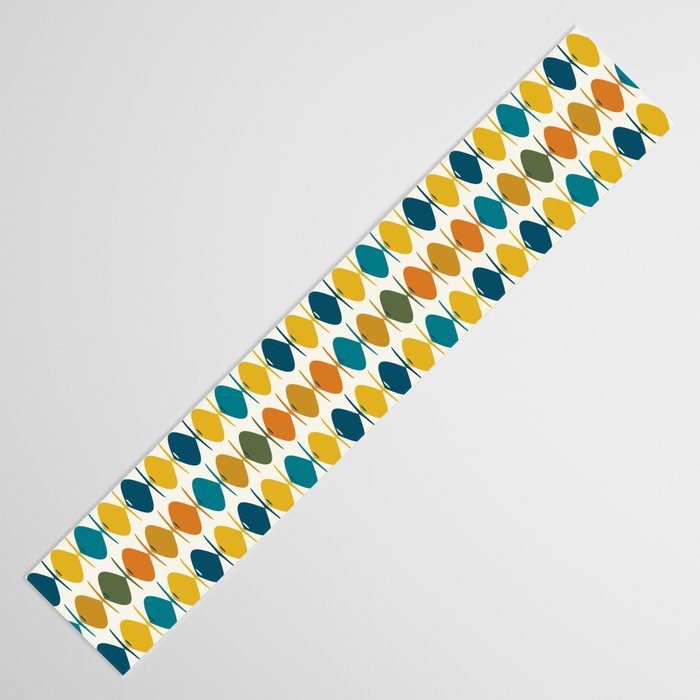 Mid Century Modern Multicolor Retro Fish Pattern Table Runner Gallery Image 3