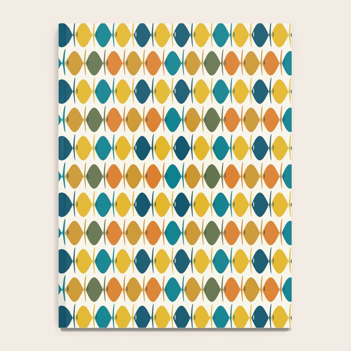 Mid Century Modern Multicolor Retro Fish Pattern Notebook Gallery Image 4