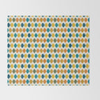 Mid Century Modern Multicolor Retro Fish Pattern Throw Blanket Gallery Image 2