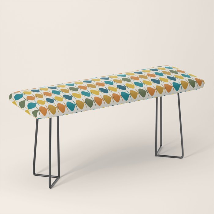 Mid Century Modern Multicolor Retro Fish Pattern Bench Gallery Image 1