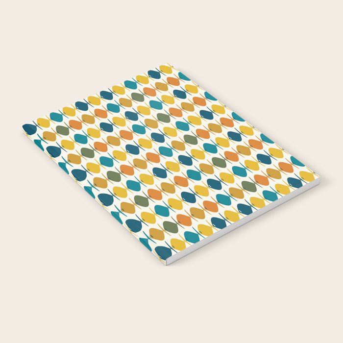 Mid Century Modern Multicolor Retro Fish Pattern Notebook Gallery Image 2