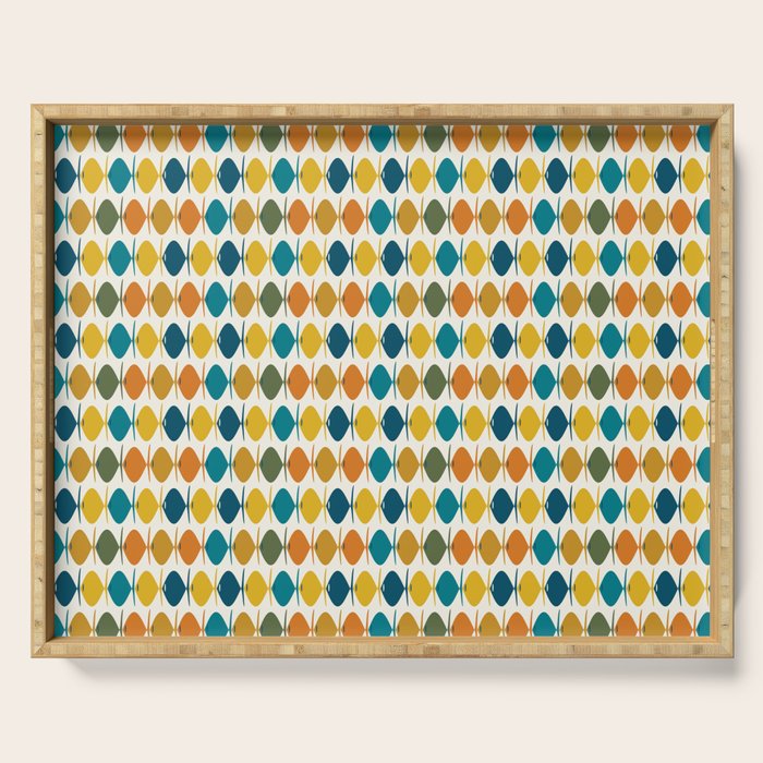 Mid Century Modern Multicolor Retro Fish Pattern Serving Tray Gallery Image 1