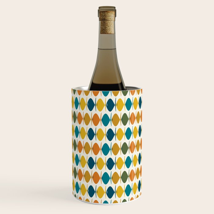 Mid Century Modern Multicolor Retro Fish Pattern Wine Chiller Gallery Image 1