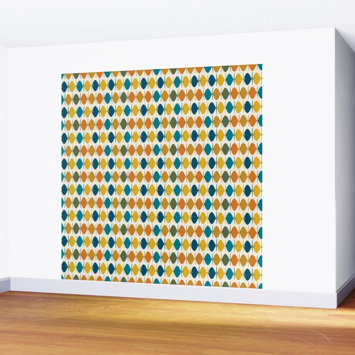 Mid Century Modern Multicolor Retro Fish Pattern Wall Mural Gallery Image 2