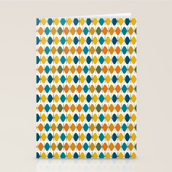 Mid Century Modern Multicolor Retro Fish Pattern Stationery Card Gallery Image 1