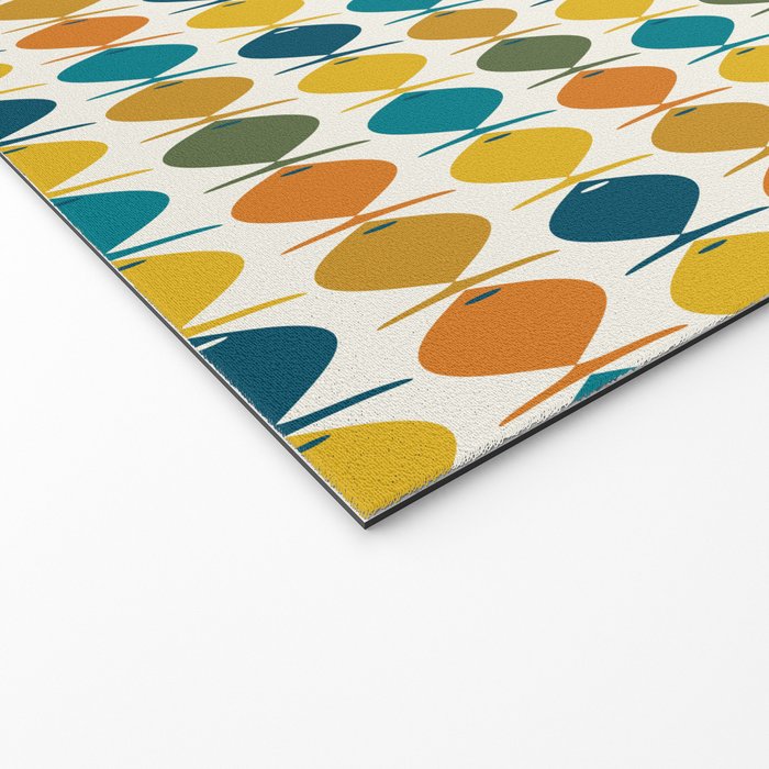 Mid Century Modern Multicolor Retro Fish Pattern Welcome Mat Gallery Image 2