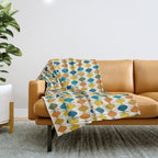 Mid Century Modern Multicolor Retro Fish Pattern Throw Blanket Gallery Image 1