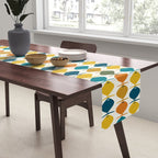 Mid Century Modern Multicolor Retro Fish Pattern Table Runner Gallery Image 2