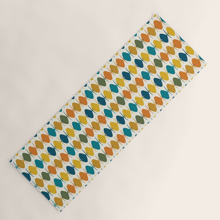 Mid Century Modern Multicolor Retro Fish Pattern Yoga Mat Gallery Image 1