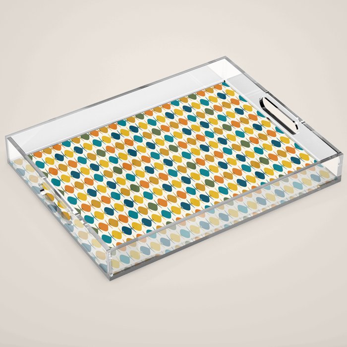 Mid Century Modern Multicolor Retro Fish Pattern Acrylic Tray Gallery Image 1