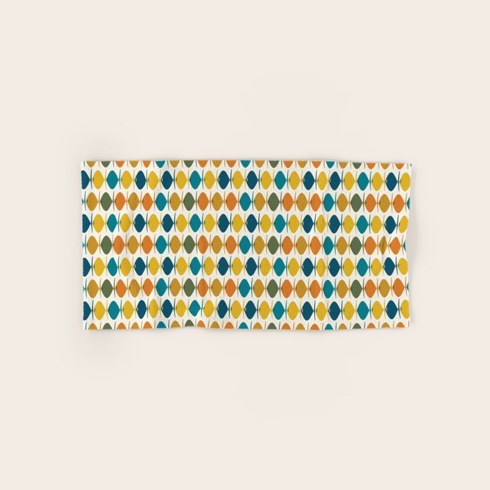 Mid Century Modern Multicolor Retro Fish Pattern Bath Towel Gallery Image 1