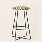 Mid Century Modern Multicolor Retro Fish Pattern Stool Gallery Image 1