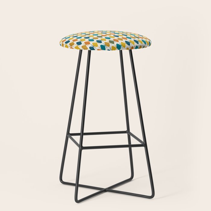 Mid Century Modern Multicolor Retro Fish Pattern Stool Gallery Image 1