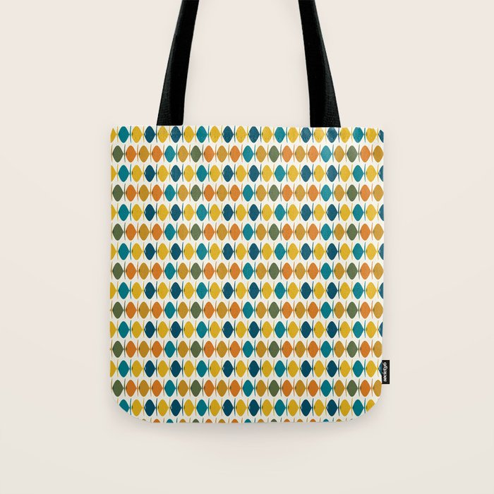Mid Century Modern Multicolor Retro Fish Pattern Tote Bag Gallery Image 1