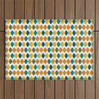 Mid Century Modern Multicolor Retro Fish Pattern Outdoor Rug Gallery Image 1
