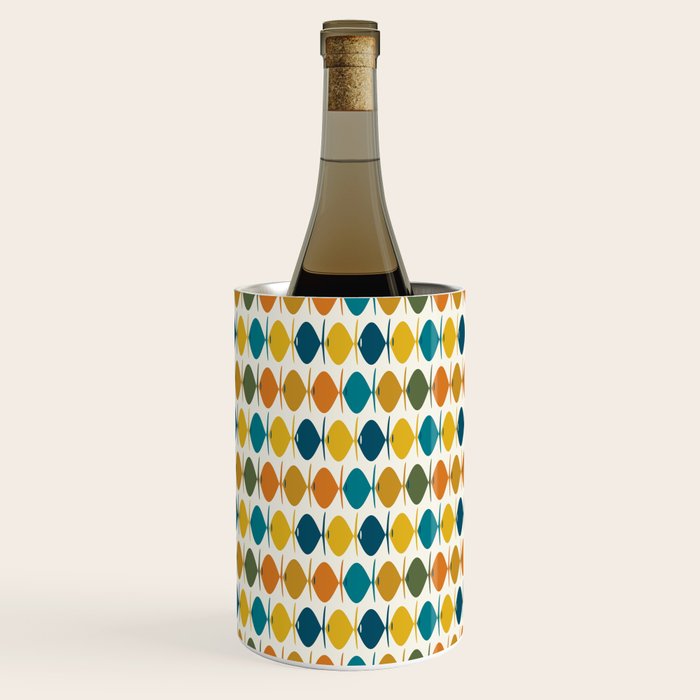 Mid Century Modern Multicolor Retro Fish Pattern Wine Chiller Gallery Image 3