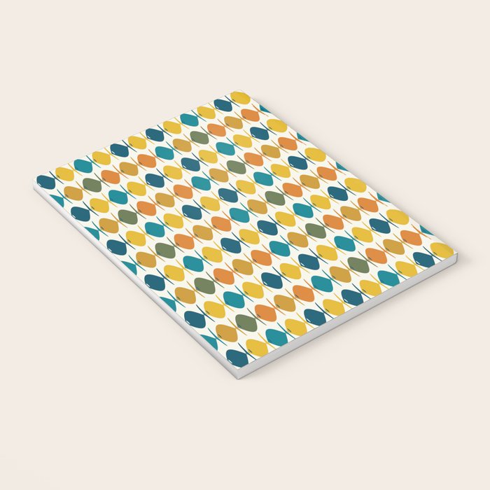 Mid Century Modern Multicolor Retro Fish Pattern Notebook Gallery Image 3