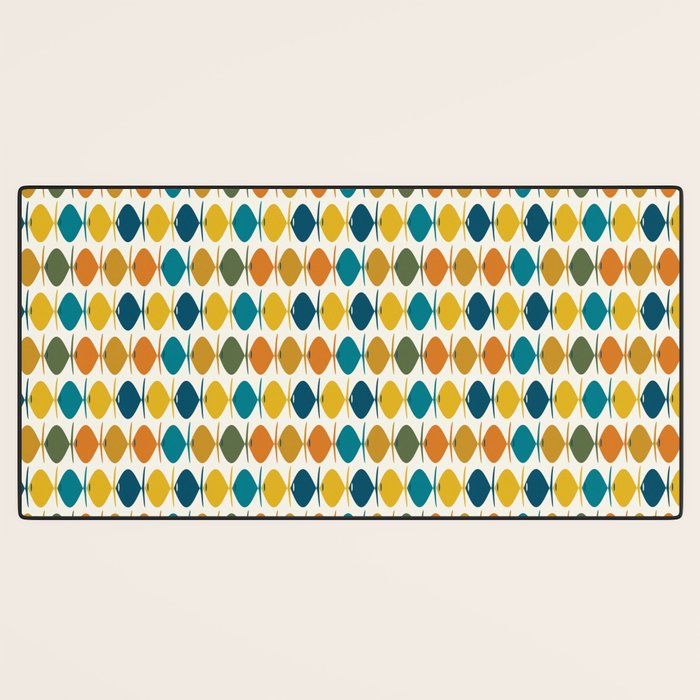 Mid Century Modern Multicolor Retro Fish Pattern Desk Mat Gallery Image 3