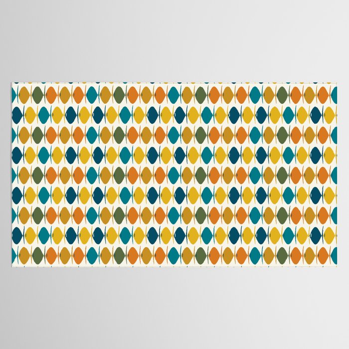 Mid Century Modern Multicolor Retro Fish Pattern Tablecloth Gallery Image 2