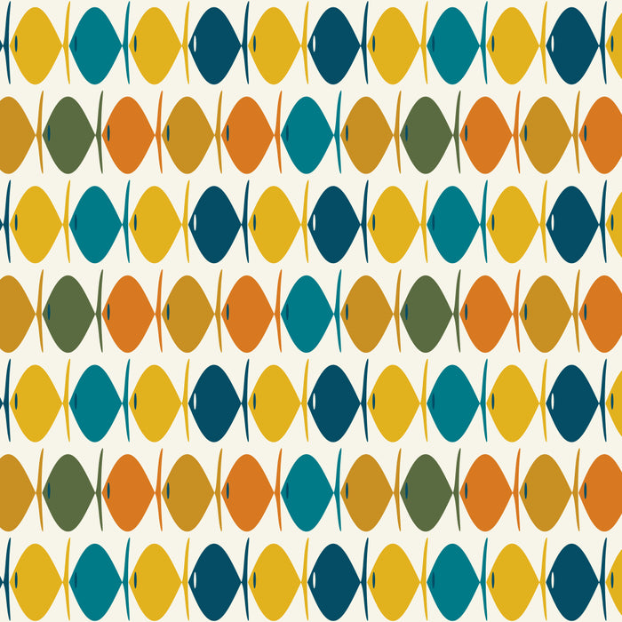 Mid Century Modern Multicolor Retro Fish Pattern Coffee Mug Gallery Image 2