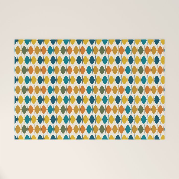 Mid Century Modern Multicolor Retro Fish Pattern Welcome Mat Gallery Image 1