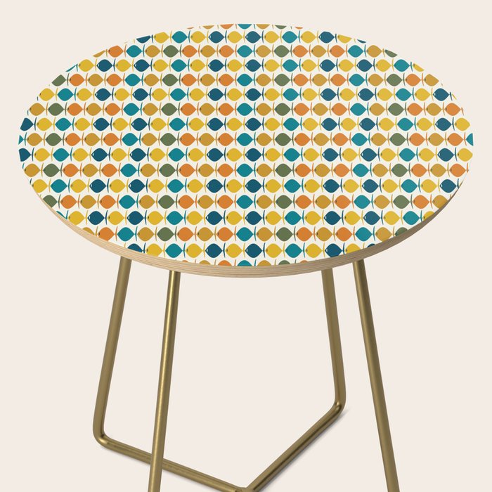 Mid Century Modern Multicolor Retro Fish Pattern Side Table Gallery Image 2