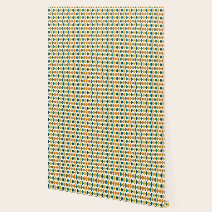 Mid Century Modern Multicolor Retro Fish Pattern Wallpaper Gallery Image 2