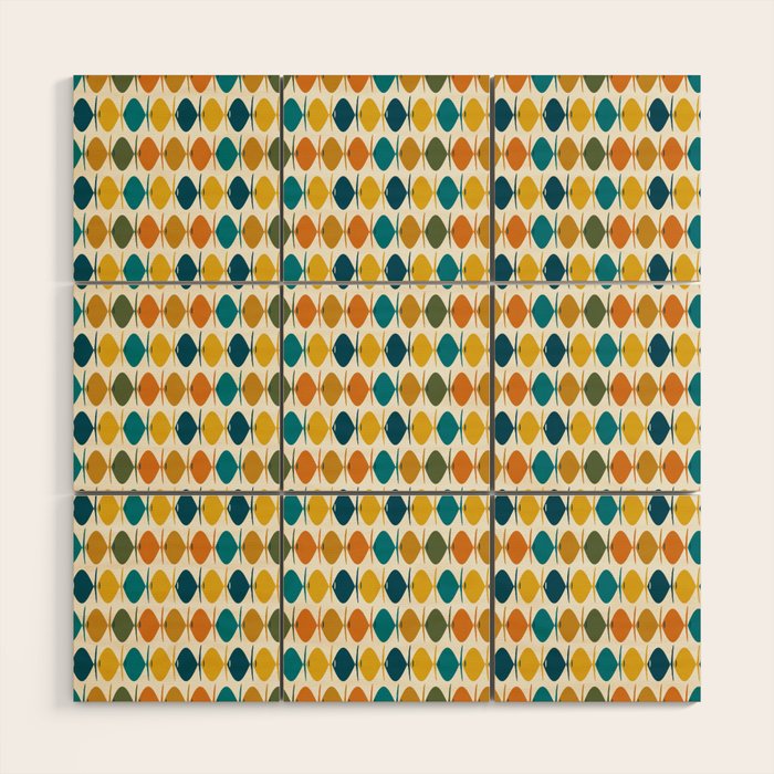 Mid Century Modern Multicolor Retro Fish Pattern Wood Wall Art Gallery Image 1