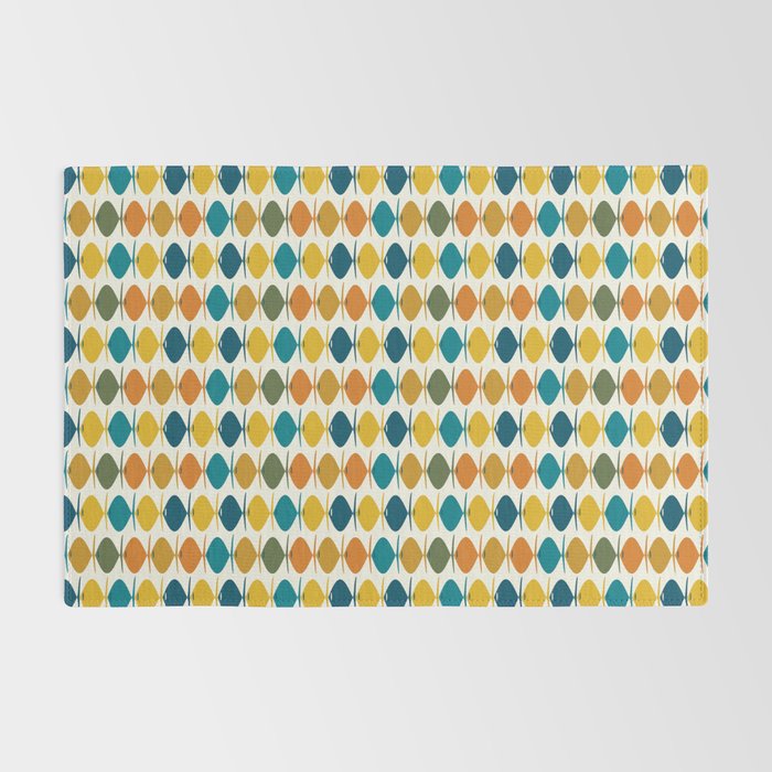 Mid Century Modern Multicolor Retro Fish Pattern Rug Gallery Image 2