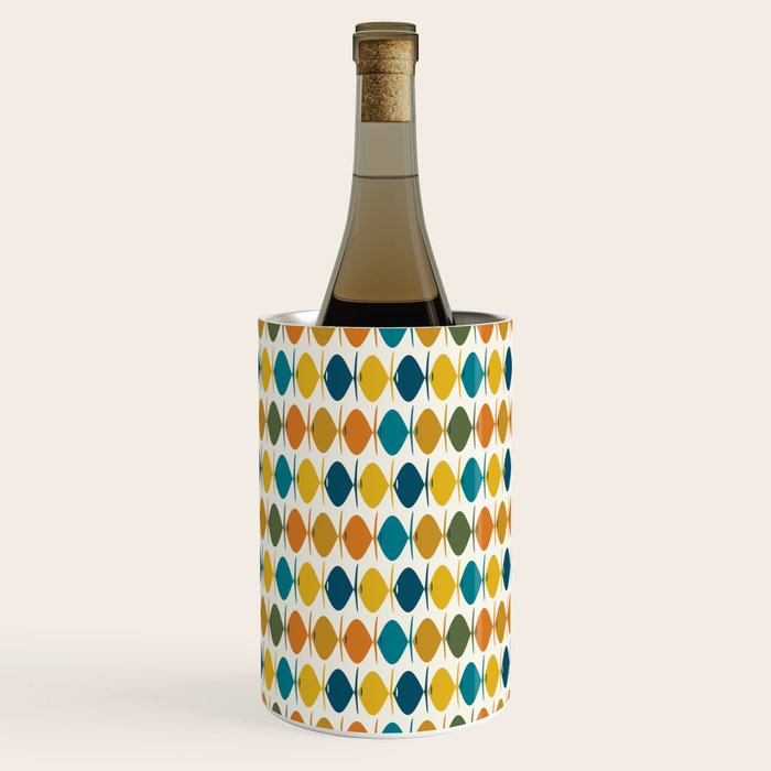 Mid Century Modern Multicolor Retro Fish Pattern Wine Chiller Gallery Image 2