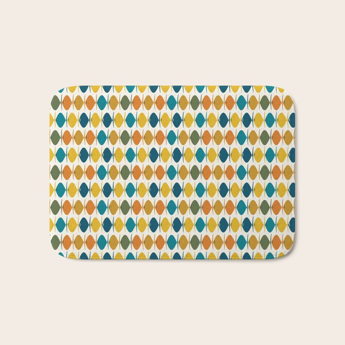 Mid Century Modern Multicolor Retro Fish Pattern Bath Mat Gallery Image 1