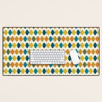 Mid Century Modern Multicolor Retro Fish Pattern Desk Mat Gallery Image 1