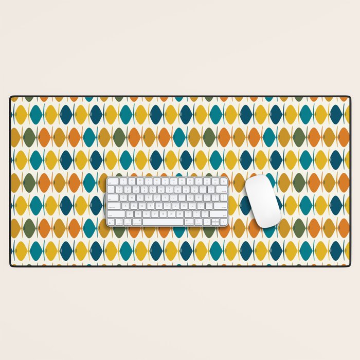 Mid Century Modern Multicolor Retro Fish Pattern Desk Mat Gallery Image 1
