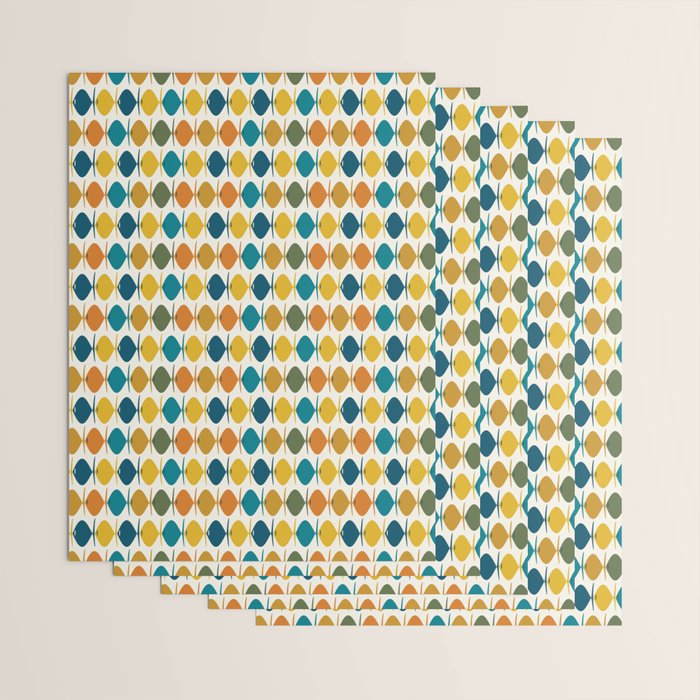 Mid Century Modern Multicolor Retro Fish Pattern Wrapping Paper Gallery Image 3