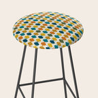 Mid Century Modern Multicolor Retro Fish Pattern Stool Gallery Image 2