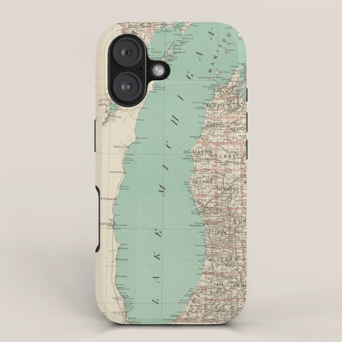 Vintage Map of Lake Michigan (1888) iPhone Case Gallery Image 1