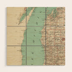 Vintage Map of Lake Michigan (1888) Wood Wall Art Gallery Image 1